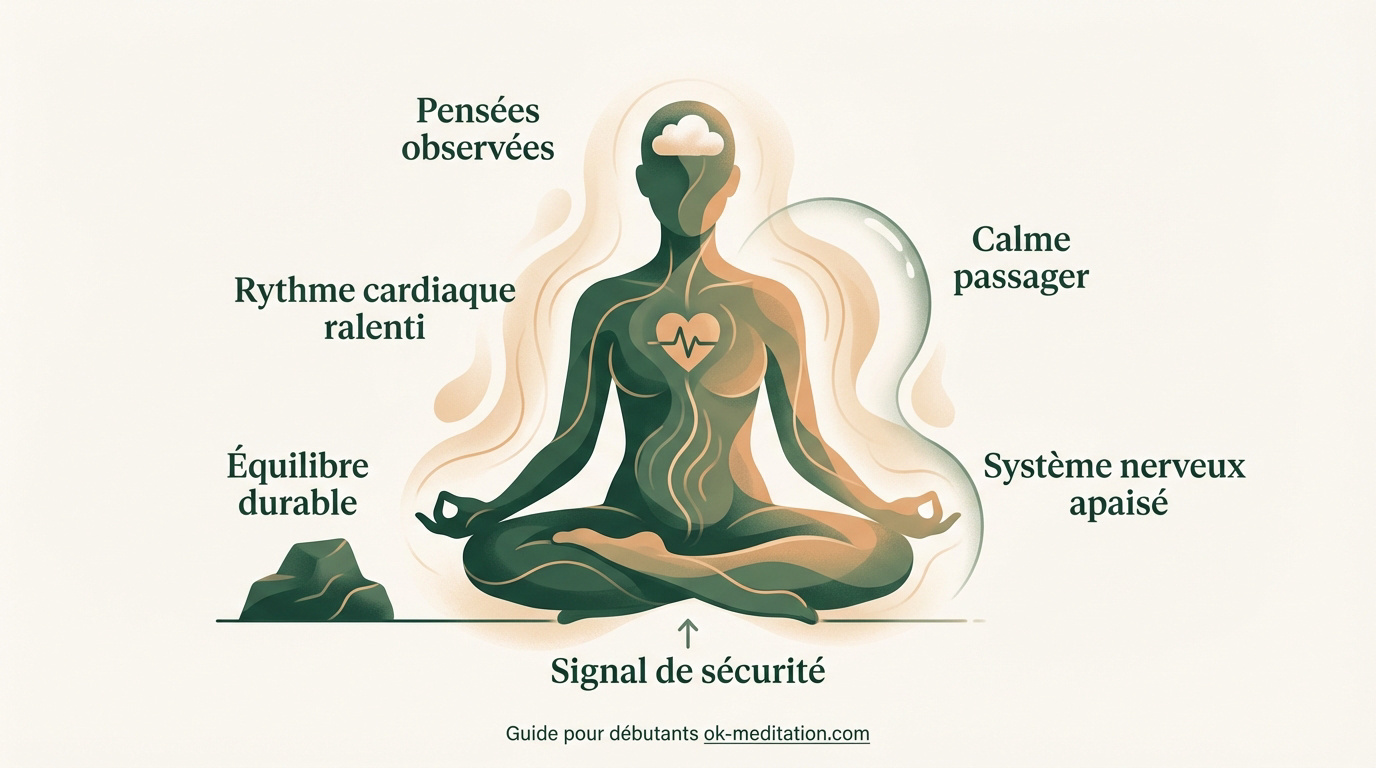 Illustration des bienfaits physiologiques et mentaux de la méditation régulière
