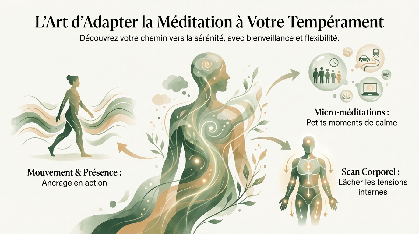 Personne pratiquant la méditation en mouvement pour gérer l'impatience