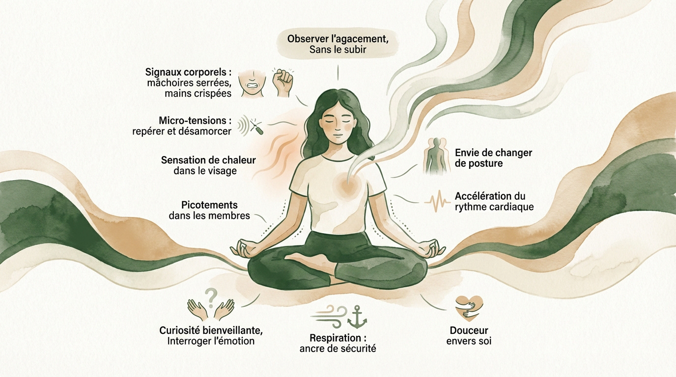 Personne pratiquant la méditation avec sérénité face à l'agacement