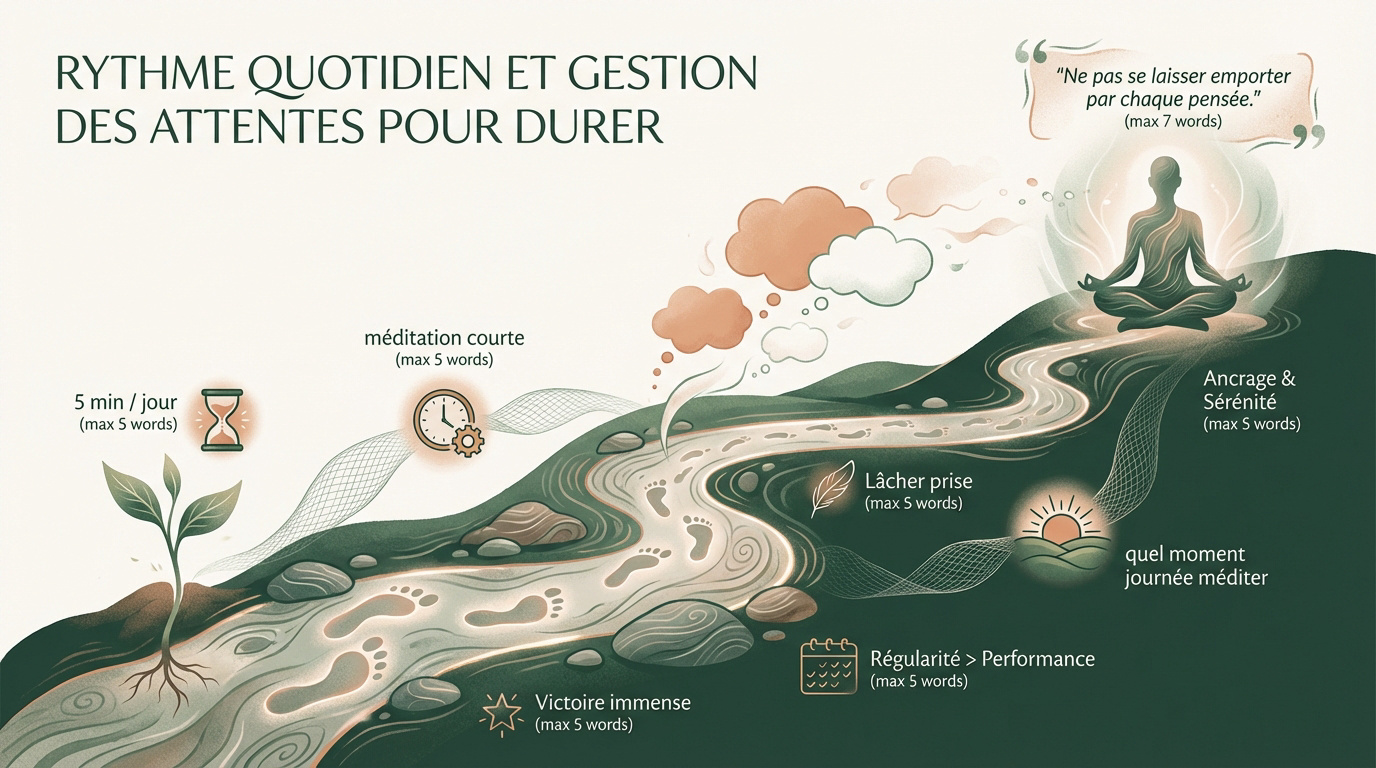 Graphique montrant la progression de la méditation selon la régularité quotidienne